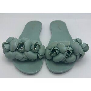Jomo Cape Robin Sandals Sz 8 Slides Rubber Floral Green Blue Slip On Shoes Women